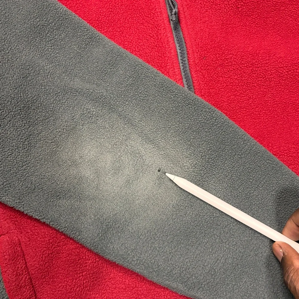 The North Face Mens M Red Gray Full Zip Fleece Jacket Outdoor Hiking